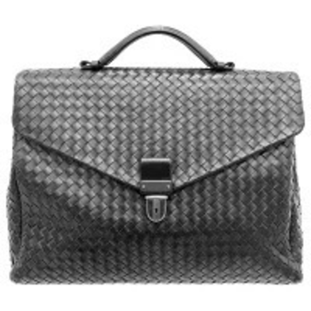 Bottega Veneta Intrecciato Briefcase Leather Silver